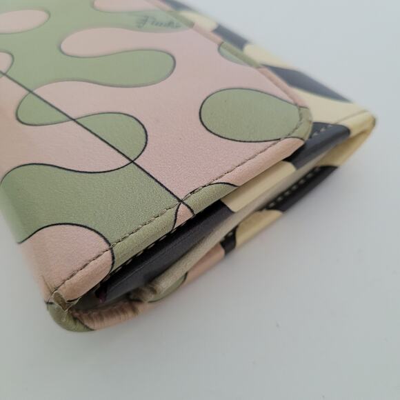 Emilio Pucci Geometric Leather Wallet Abstract Designer Italian Multicolor Large - Picture 10 of 11